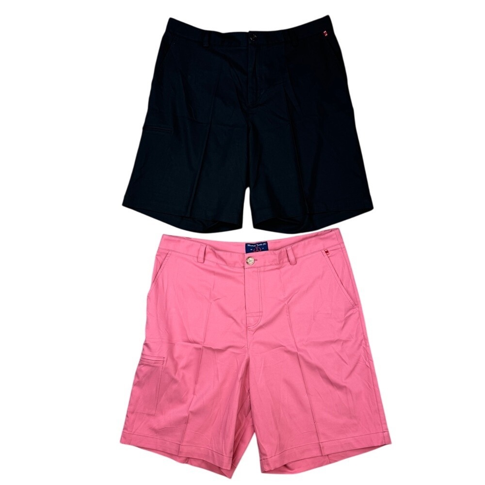 Lot Montauk Tackle Co. Performance Fish Golf Shorts‎ Pink/BLK Flat Front Size 38